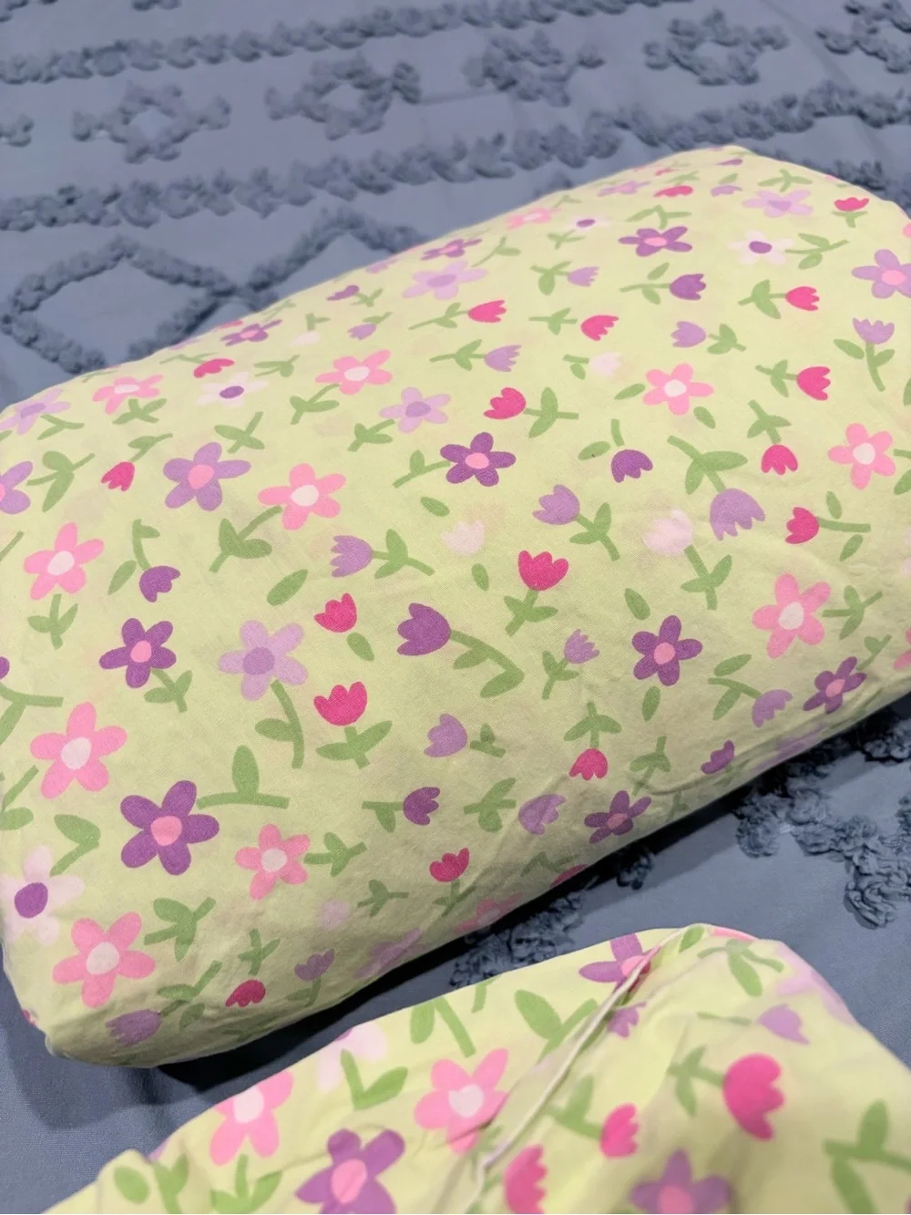 Target Yellow Floral Cotton Sheet Set with Pink & Purple Flowers- Full Size